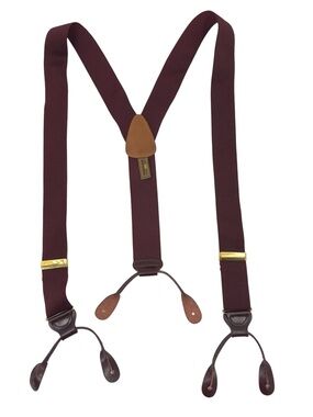 Trafalger Suspenders Burgundy Gold Mens Preppy Dapper Formal Stretch